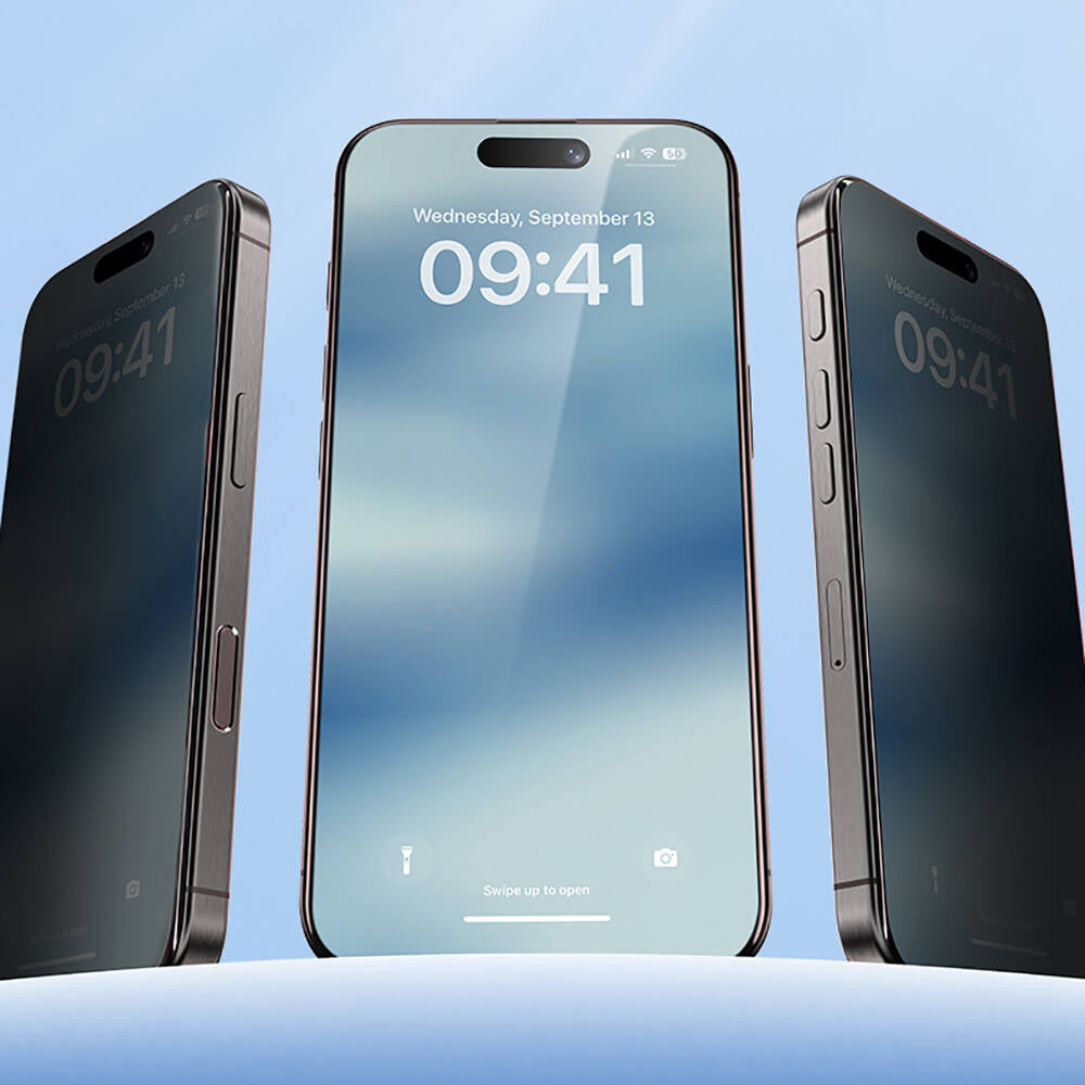 Apple iPhone 15 Benks Ultra Shield 0.4mm Privacy Ekran Koruyucu + Kolay Uygulama Aparatlı Siyah