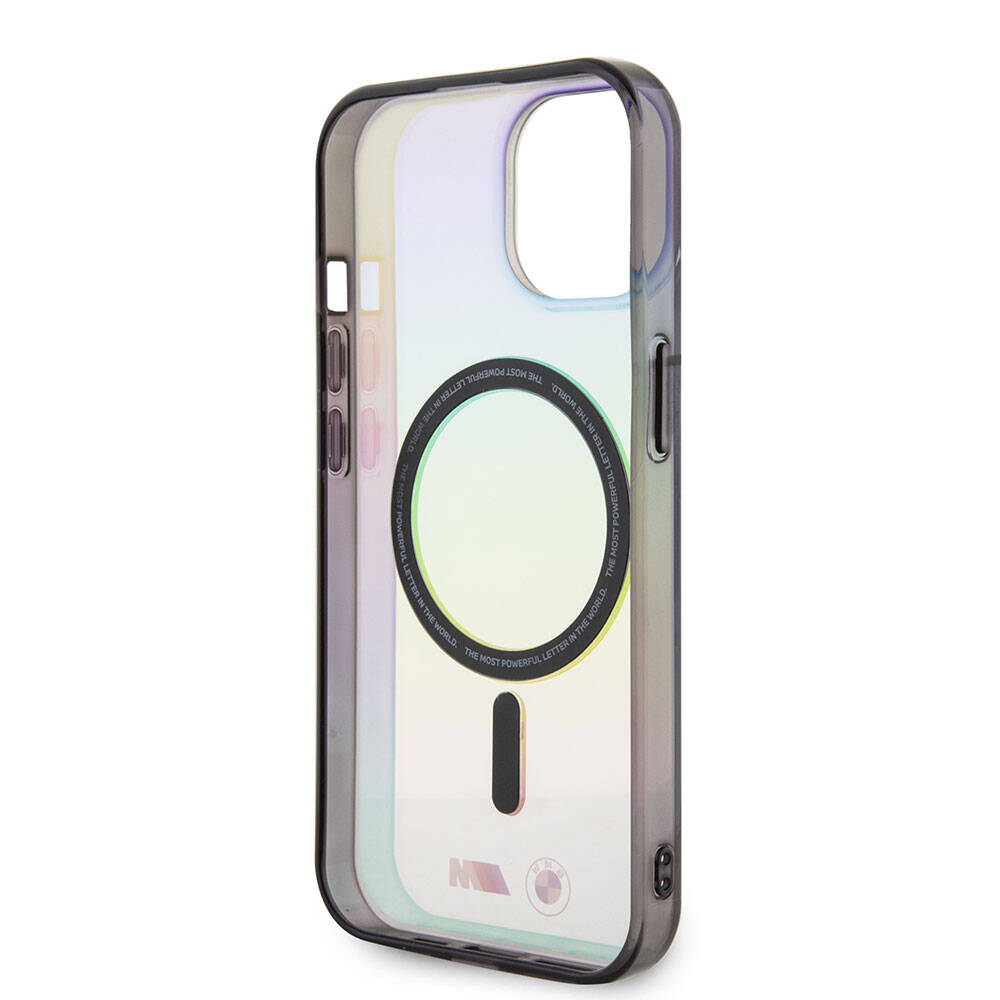 Apple iPhone 15 Kılıf BMW Magsafe Şarj Özellikli Transparan Renk Geçişli Iridescent Orjinal Lisanslı Kapak Karışık