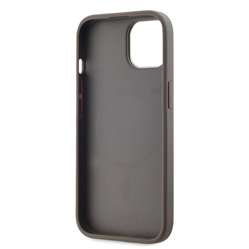 Apple iPhone 15 Kılıf DKNY Orjinal Lisanslı MagSafe Şarj Özellikli 3D Yazılı Checkered Pattern Kapak Siyah