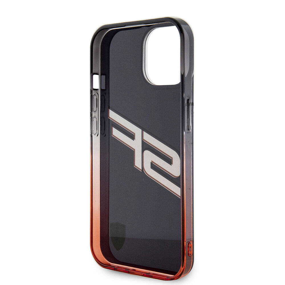 Apple iPhone 15 Kılıf Ferrari Orjinal Lisanslı Transparan SF Yazılı Kenarları Renk Geçişli Kapak Siyah