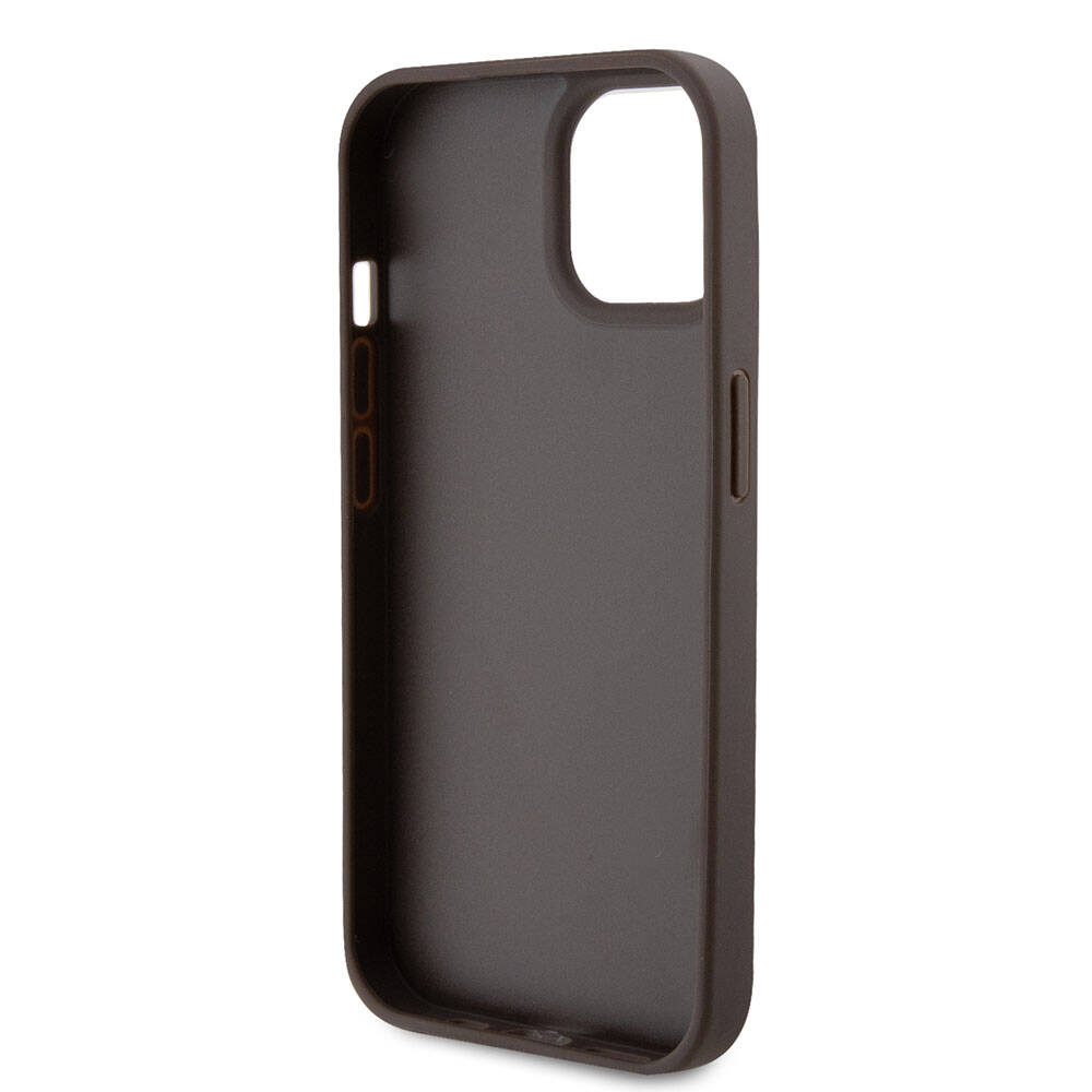 Apple iPhone 15 Kılıf Guess Orjinal Lisanslı PU Deri Askılı Taşlı Üçgen Logo 4G Desenli Strass Crossbody Kapak Siyah