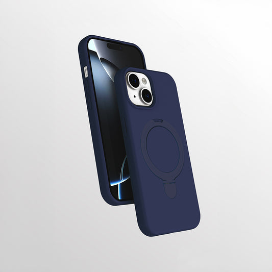 Apple iPhone 15 Kılıf M-safe Şarj Özellikli Standlı Zore Samara Kapak Lacivert