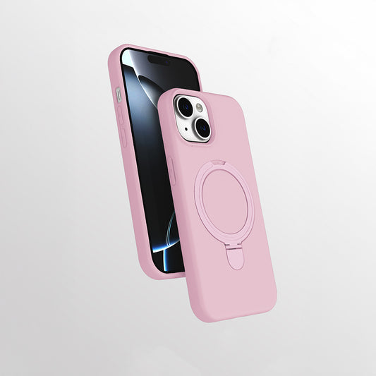 Apple iPhone 15 Kılıf M-safe Şarj Özellikli Standlı Zore Samara Kapak Pembe