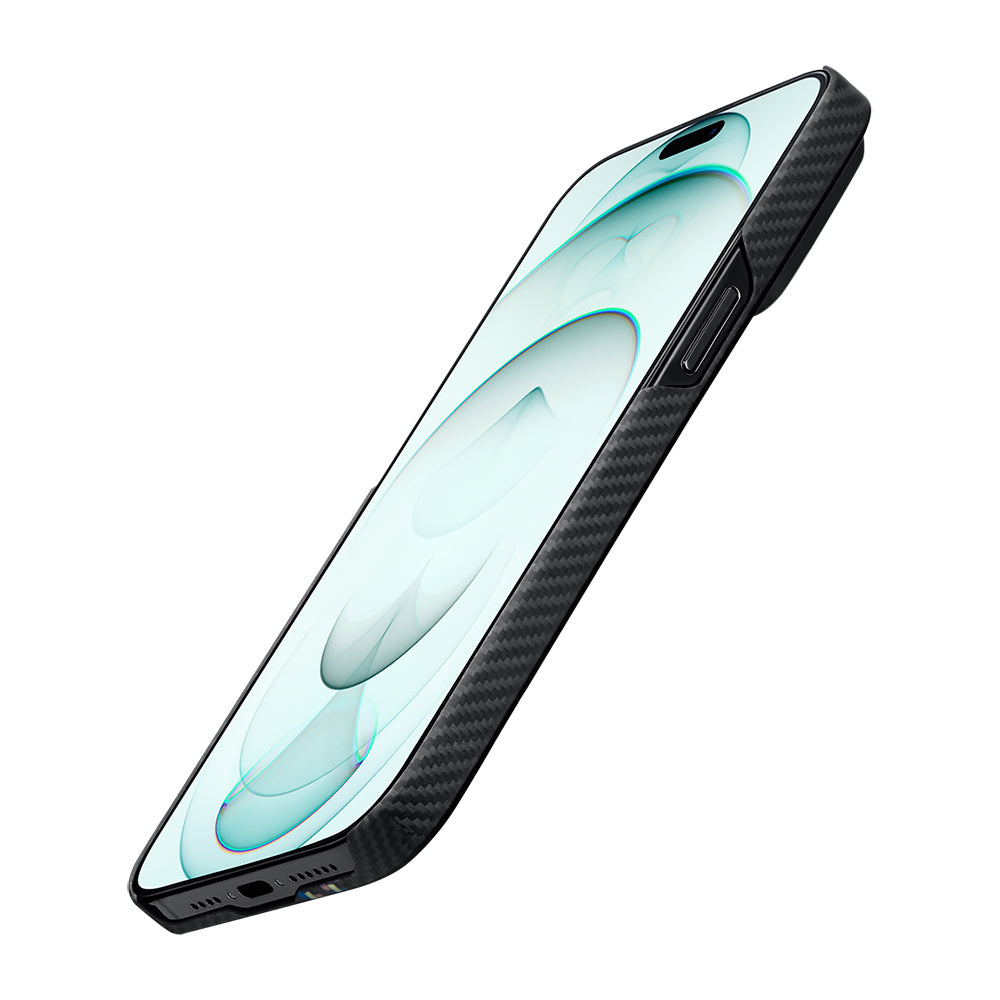 Apple iPhone 15 Kılıf Magsafe Şarj Özellikli 600D Aramid Fiber Pitaka Tactile Woven Orchestra Serisi Rhapsody Kapak Siyah