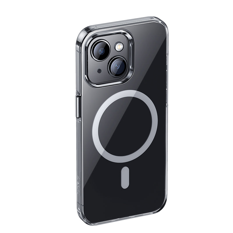 Apple iPhone 15 Kılıf Magsafe Şarj Özellikli Benks Crystal Serisi Şeffaf Kapak Renksiz
