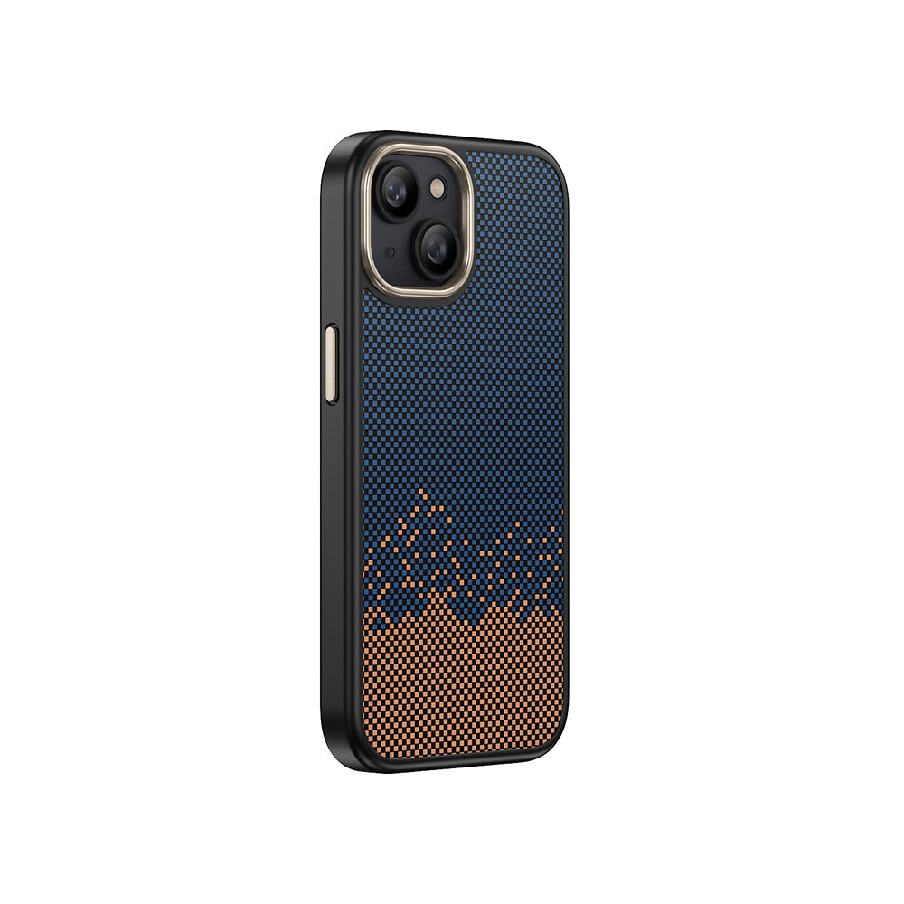 Apple iPhone 15 Kılıf M-safe Şarj Özellikli Karbon Fiber Görünümlü Zore Antina Kapak Siyah-Yeşil