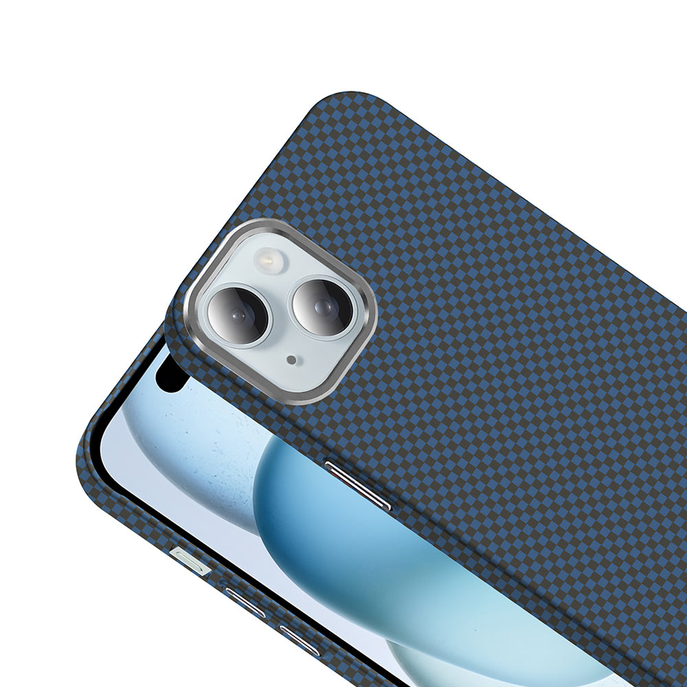 Apple iPhone 15 Kılıf M-safe Şarj Özellikli Karbon Fiber Görünümlü Zore Gros Kapak Gold-Siyah