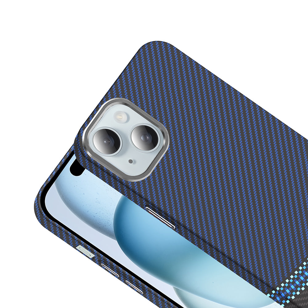 Apple iPhone 15 Kılıf M-safe Şarj Özellikli Karbon Fiber Görünümlü Zore Gros Kapak Desert Titanyum