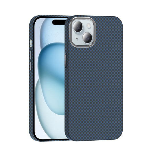 Apple iPhone 15 Kılıf M-safe Şarj Özellikli Karbon Fiber Görünümlü Zore Gros Kapak Lacivert