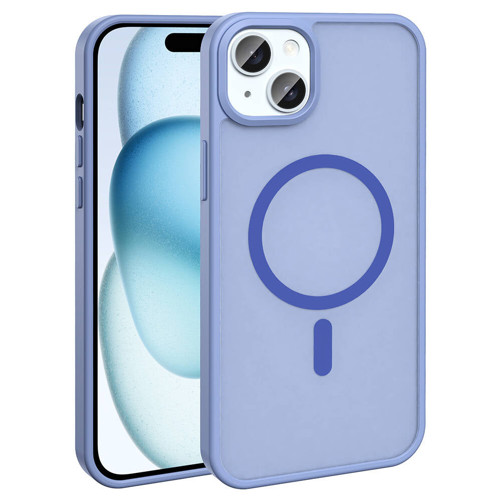 Apple iPhone 15 Kılıf M-safe Şarj Özellikli Mat Arka Yüzey Zore Sio Kapak Lila