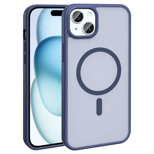Apple iPhone 15 Kılıf M-safe Şarj Özellikli Mat Arka Yüzey Zore Sio Kapak Lacivert