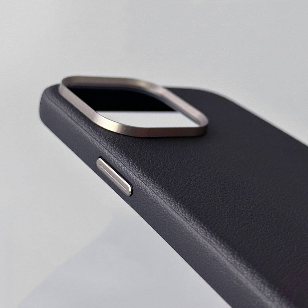 Apple iPhone 15 Kılıf M-safe Şarj Özellikli PU Deri Zore Adora Kapak Koyu Gri