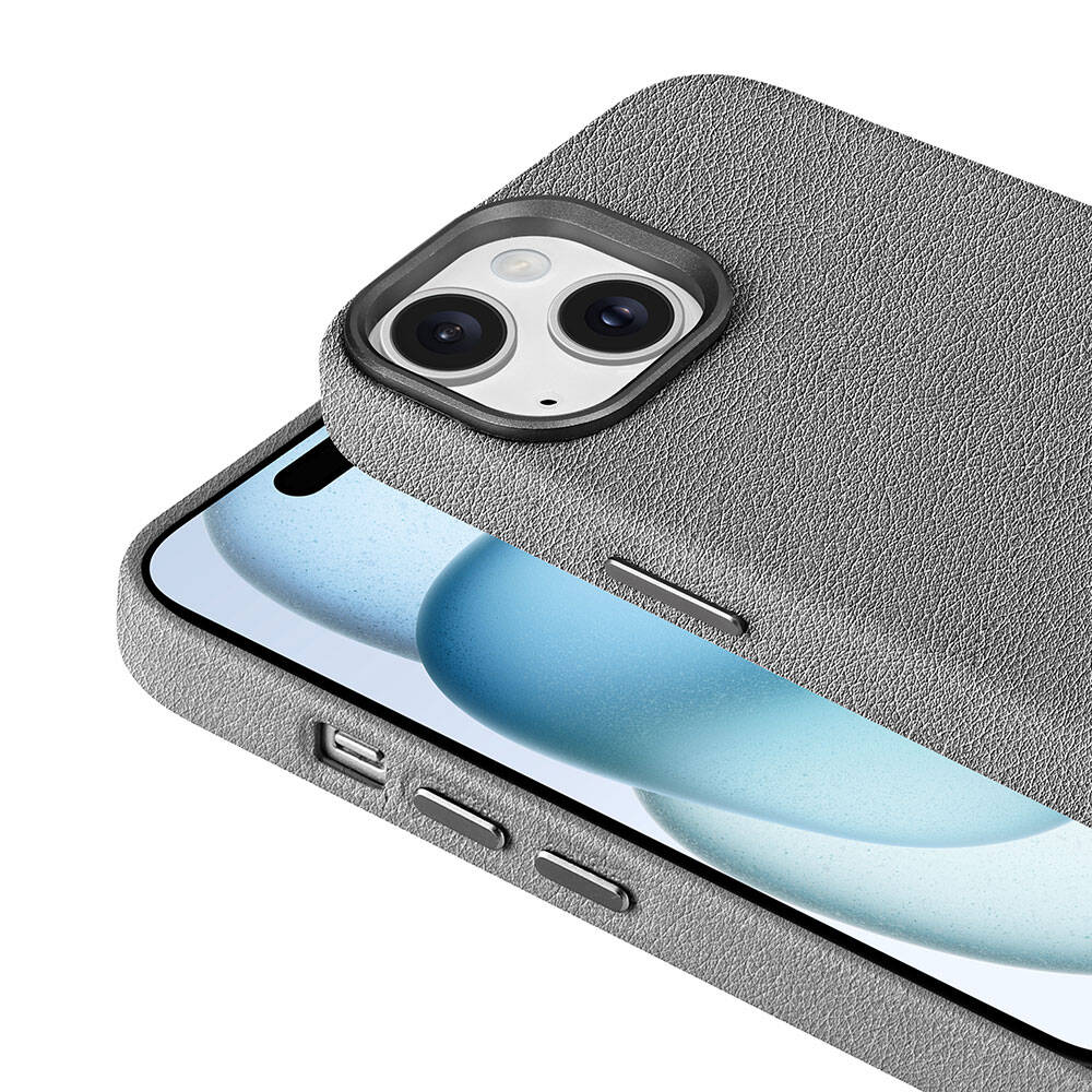 Apple iPhone 15 Kılıf M-safe Şarj Özellikli PU Deri Zore Adora Kapak Siyah