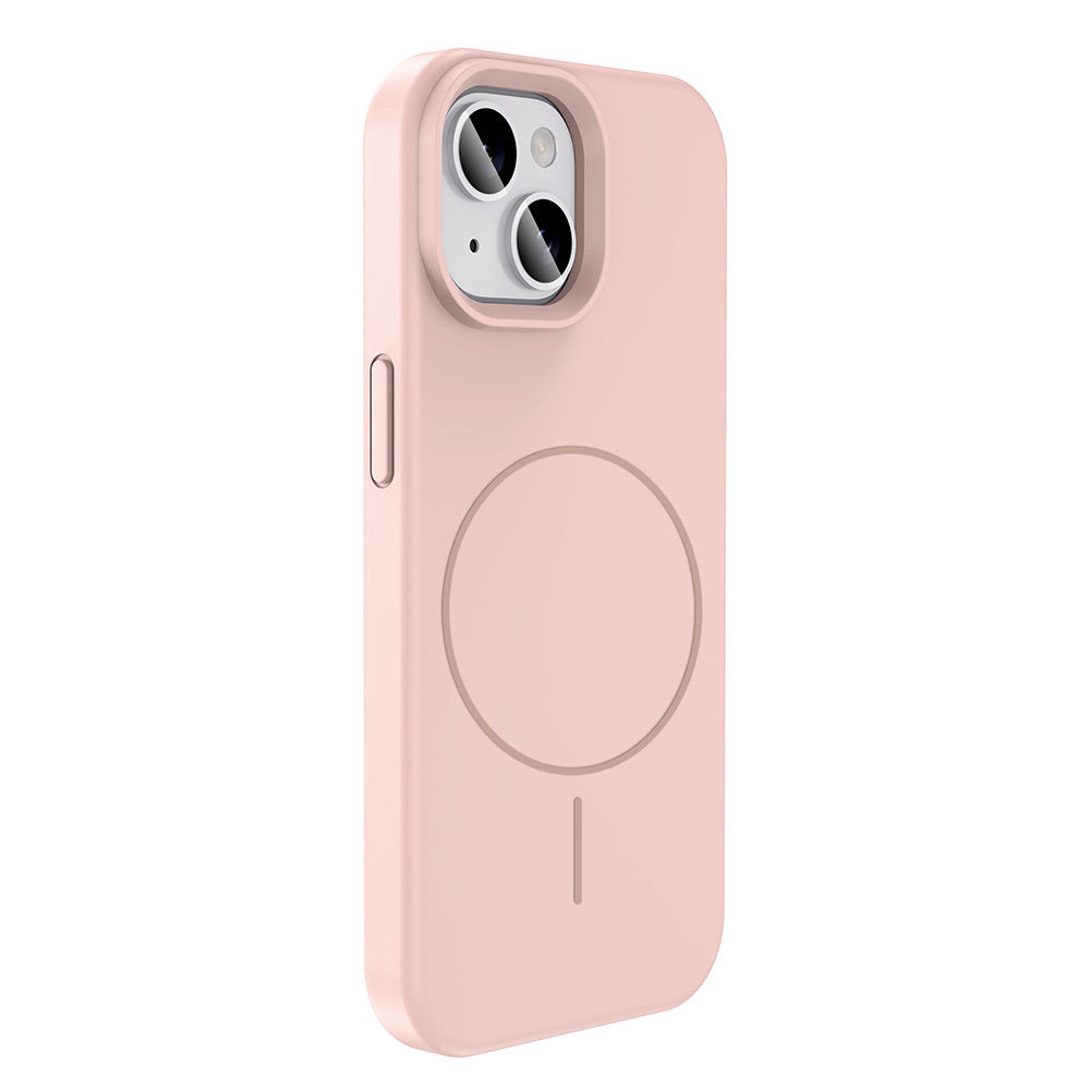 Apple iPhone 15 Kılıf M-safe Şarj Özellikli Sıvı Teknolojili Silinebilir Sert Zore Kivi Kapak Açık Pembe