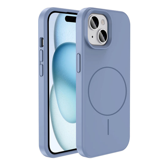 Apple iPhone 15 Kılıf M-safe Şarj Özellikli Sıvı Teknolojili Silinebilir Sert Zore Kivi Kapak Lavendery Gray
