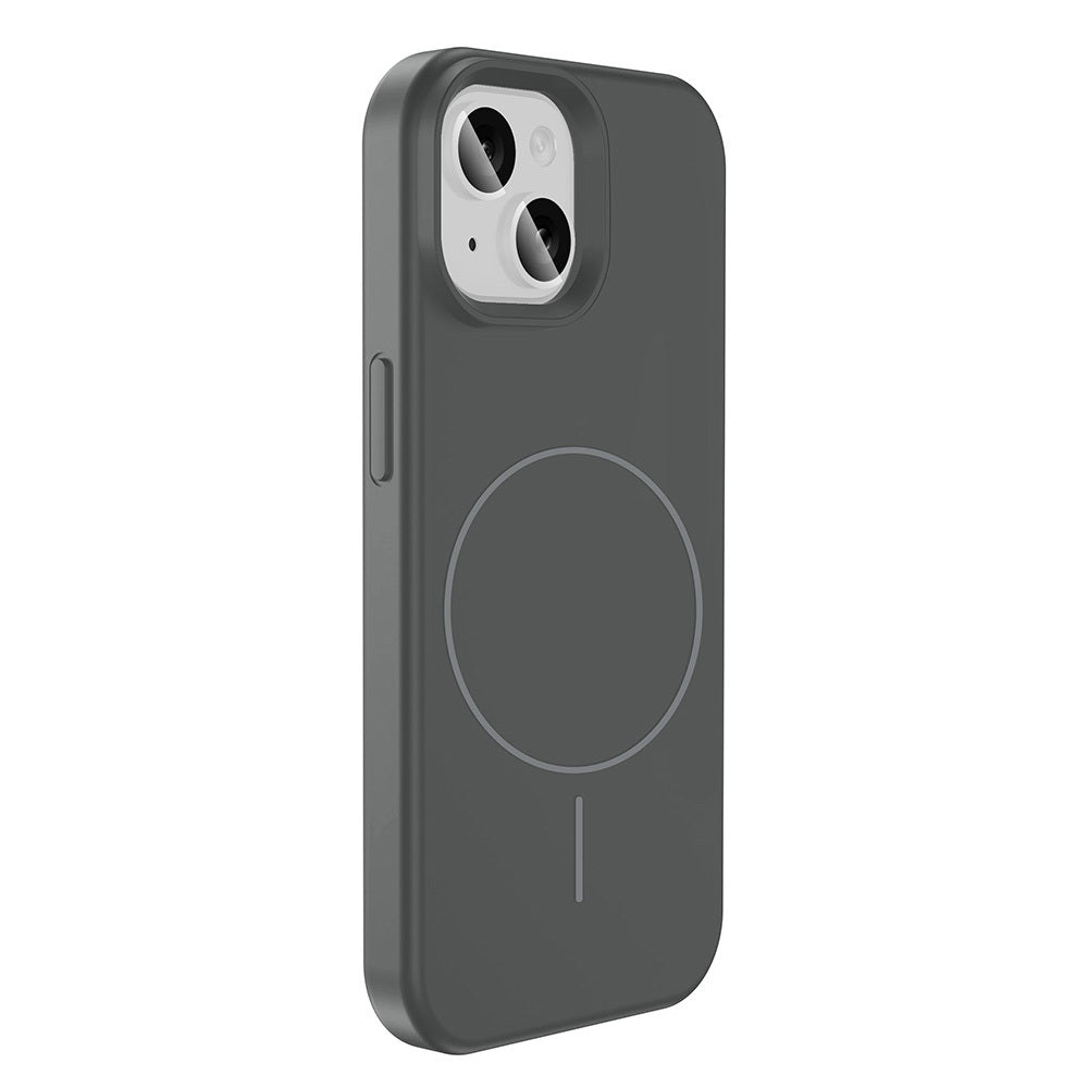 Apple iPhone 15 Kılıf M-safe Şarj Özellikli Sıvı Teknolojili Silinebilir Sert Zore Kivi Kapak Titanyum-Gri