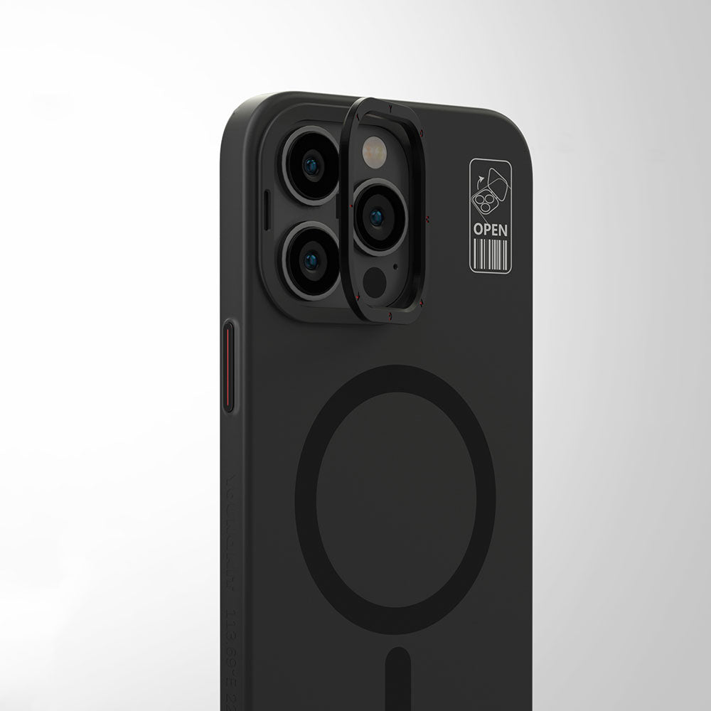 Apple iPhone 15 Kılıf Magsafe Şarj Özellikli Standlı YoungKit Hermit Bracket Serisi Kapak Siyah