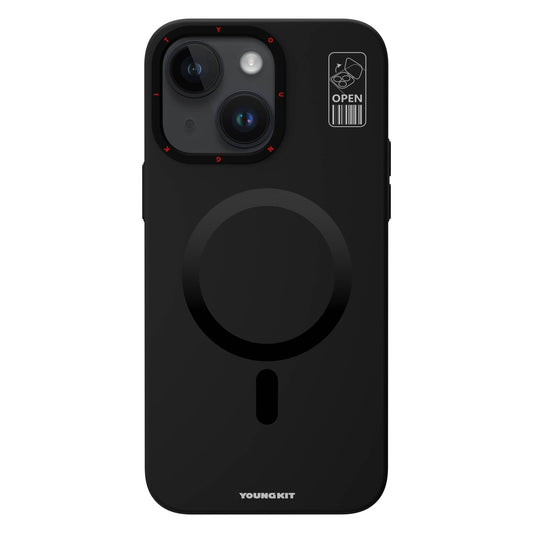 Apple iPhone 15 Kılıf Magsafe Şarj Özellikli Standlı YoungKit Hermit Bracket Serisi Kapak Siyah