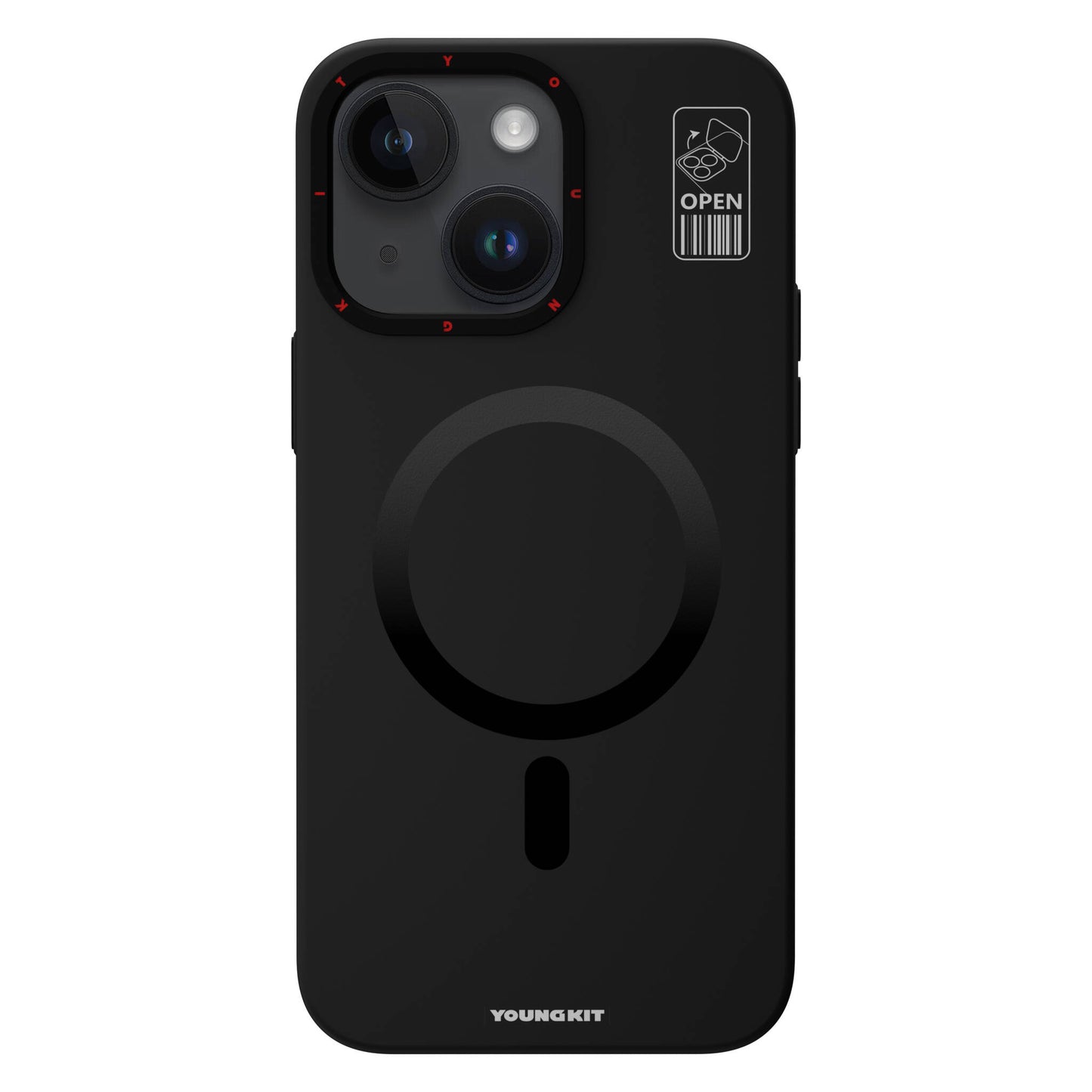 Apple iPhone 15 Kılıf Magsafe Şarj Özellikli Standlı YoungKit Hermit Bracket Serisi Kapak Gri