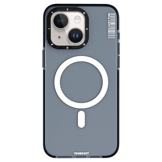 Apple iPhone 15 Kılıf Magsafe Şarj Özellikli YoungKit Crystal Color Serisi Kapak Siyah