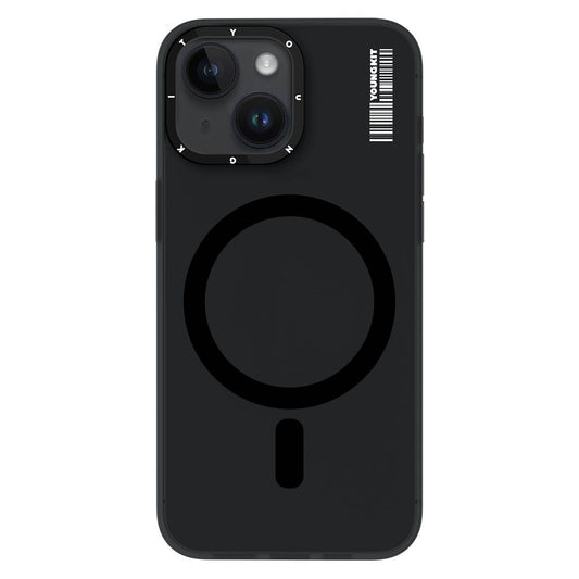 Apple iPhone 15 Kılıf Magsafe Şarj Özellikli Youngkit Hidden Sand Serisi Kapak Siyah