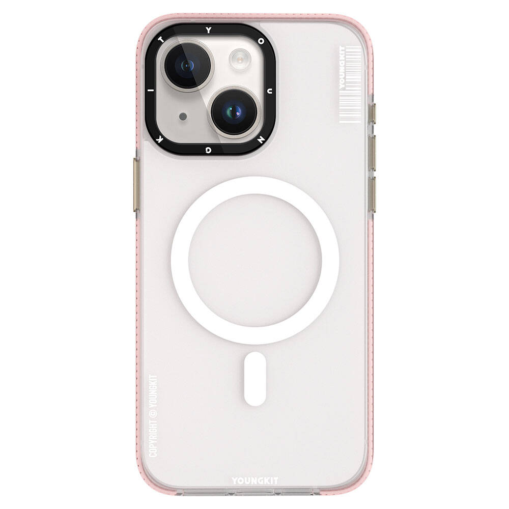 Apple iPhone 15 Kılıf Magsafe Şarj Özellikli Youngkit Jiansha Serisi Kapak Pembe