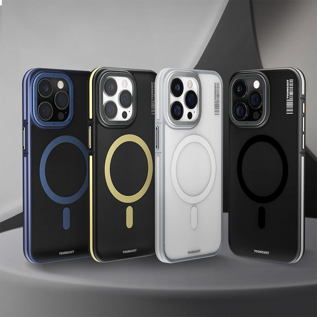 Apple iPhone 15 Kılıf Magsafe Şarj Özellikli Youngkit Rock Sand Serisi Kapak Sarı