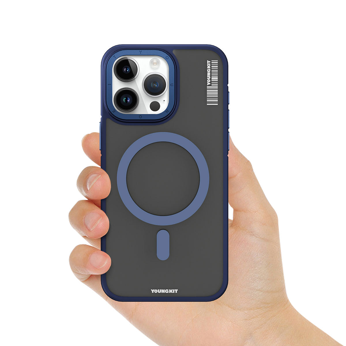 Apple iPhone 15 Kılıf Magsafe Şarj Özellikli Youngkit Rock Sand Serisi Kapak Siyah