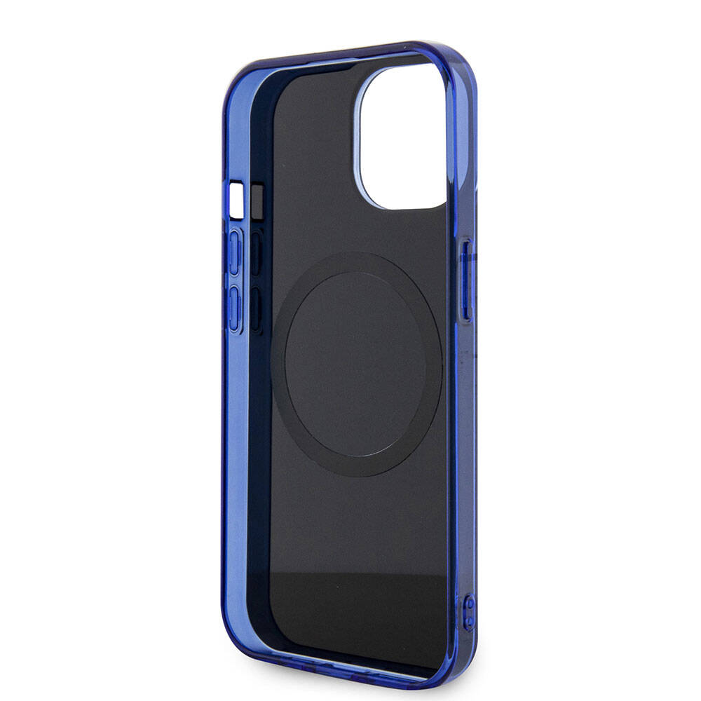 Apple iPhone 15 Kılıf Mercedes Benz Orjinal Lisanslı Magsafe Şarj Özellikli Çift Katmanlı Mavi Yıldız Desenli Kapak Mavi