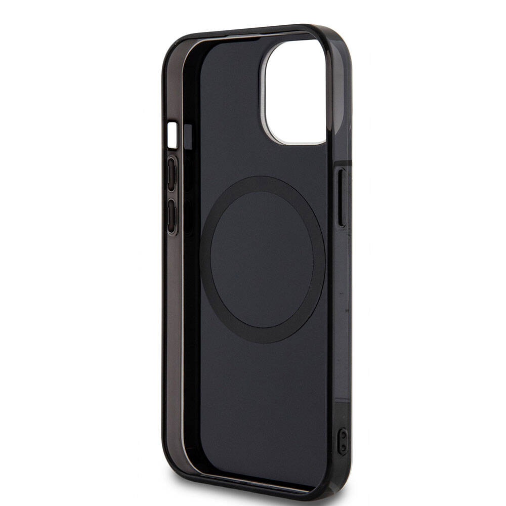 Apple iPhone 15 Kılıf Mercedes Benz Orjinal Lisanslı Magsafe Şarj Özellikli Çift Katmanlı Mini Yıldız Desenli Kapak Siyah