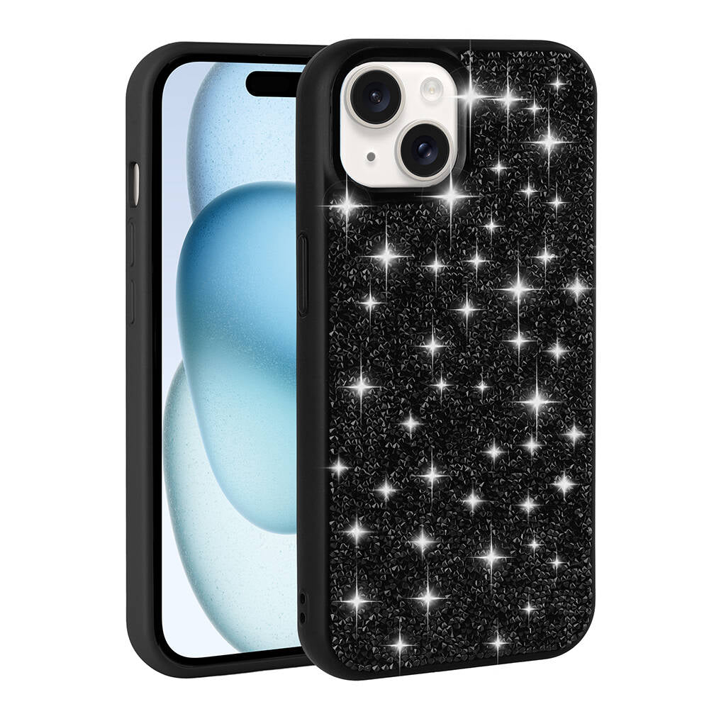 Apple iPhone 15 Kılıf Parlak Taşlı Tasarım Zore Pırlanta Kapak Lila