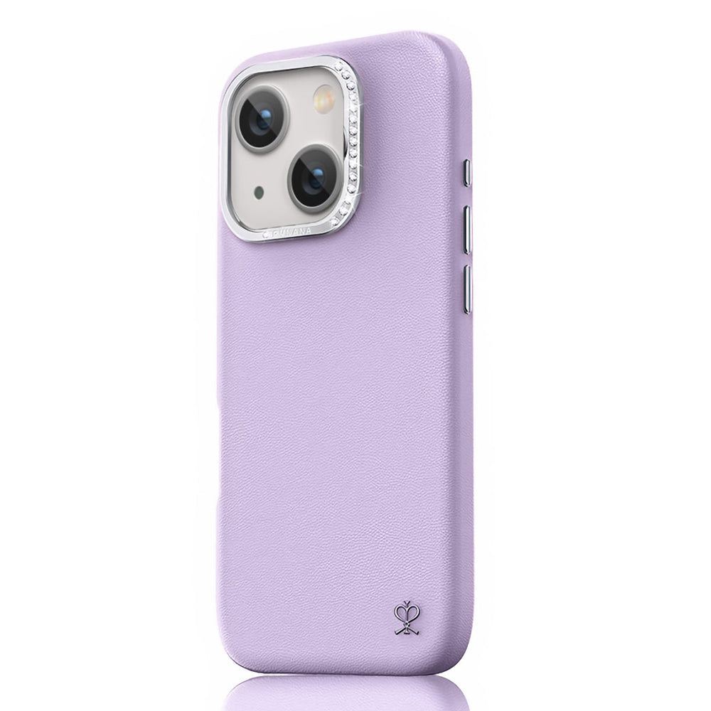 Apple iPhone 15 Kılıf Suni Deri Tasarımlı Pynana Starry Serisi Kapak Pembe