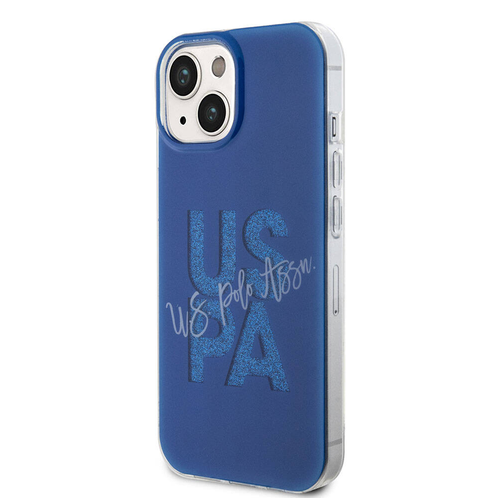 Apple iPhone 15 Kılıf U.S. Polo Assn. Orjinal Lisanslı Simli Parlak Alfabe Tasarım Kapak Siyah