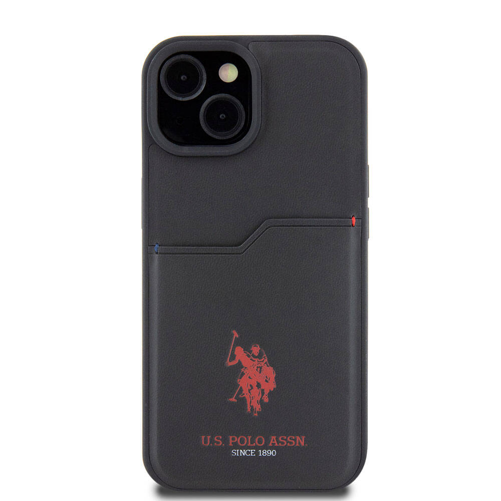 Apple iPhone 15 Kılıf U.S. Polo Assn. Orjinal Lisanslı Baskı Logolu PU Kartlıklı Kapak Kırmızı