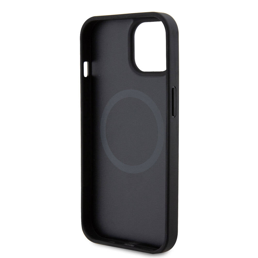 Apple iPhone 15 Plus Kılıf Ferrari Orjinal Lisanslı Magsafe Şarj Özellikli Metal Logolu PU Karbon Kapak Kırmızı