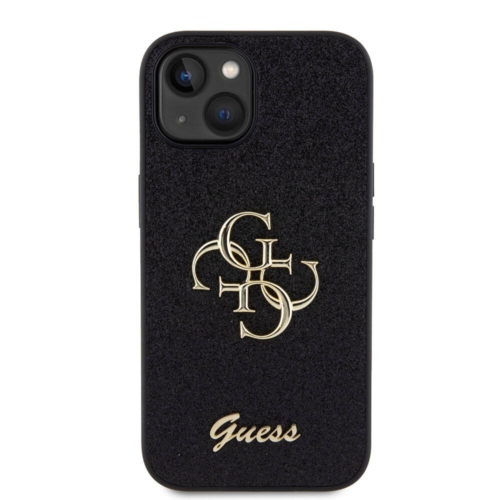 Apple iPhone 15 Plus Kılıf Guess Orjinal Lisanslı 4G Büyük Metal Logolu Glitter Kapak Gold