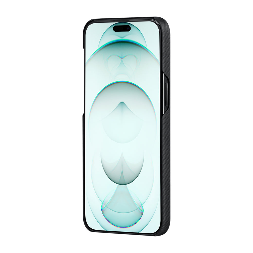 Apple iPhone 15 Plus Kılıf Magsafe Şarj Özellikli 600D Aramid Fiber Pitaka Ultra-Slim Classic Serisi Black-Grey Twill Kapak Siyah-Gri