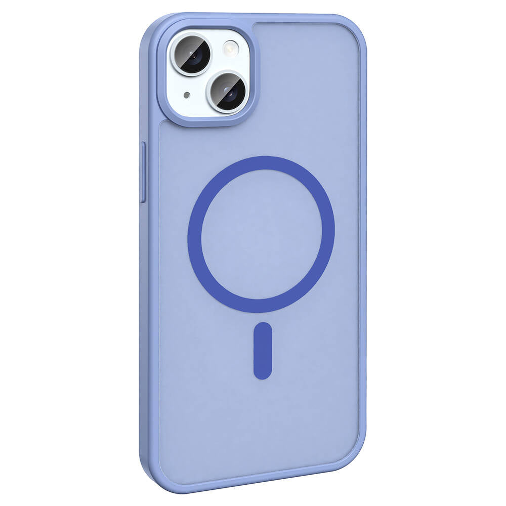 Apple iPhone 15 Plus Kılıf M-safe Şarj Özellikli Mat Arka Yüzey Zore Sio Kapak Koyu Mor