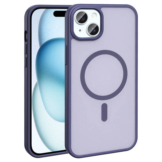 Apple iPhone 15 Plus Kılıf M-safe Şarj Özellikli Mat Arka Yüzey Zore Sio Kapak Koyu Mor