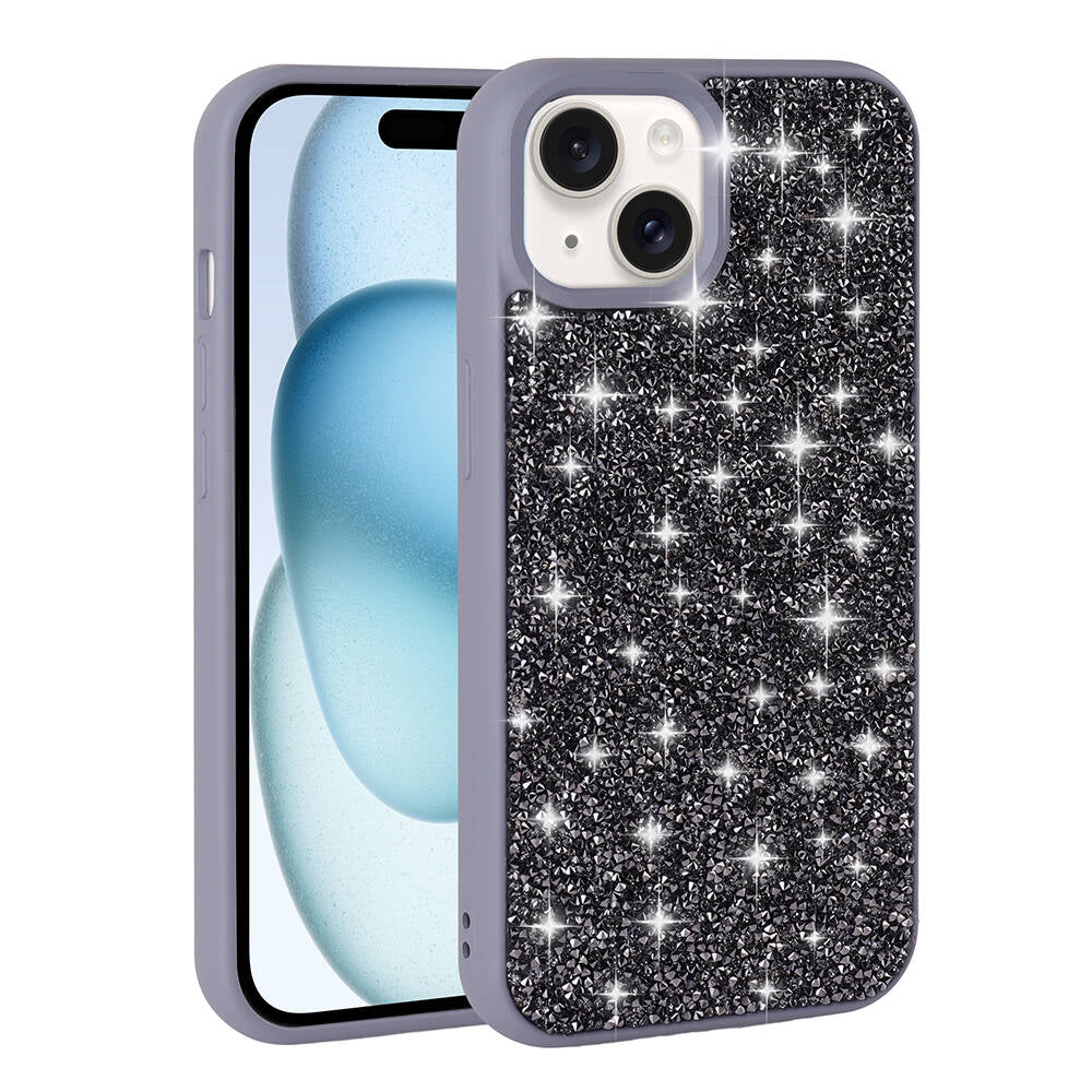 Apple iPhone 15 Plus Kılıf Parlak Taşlı Tasarım Zore Pırlanta Kapak Pembe