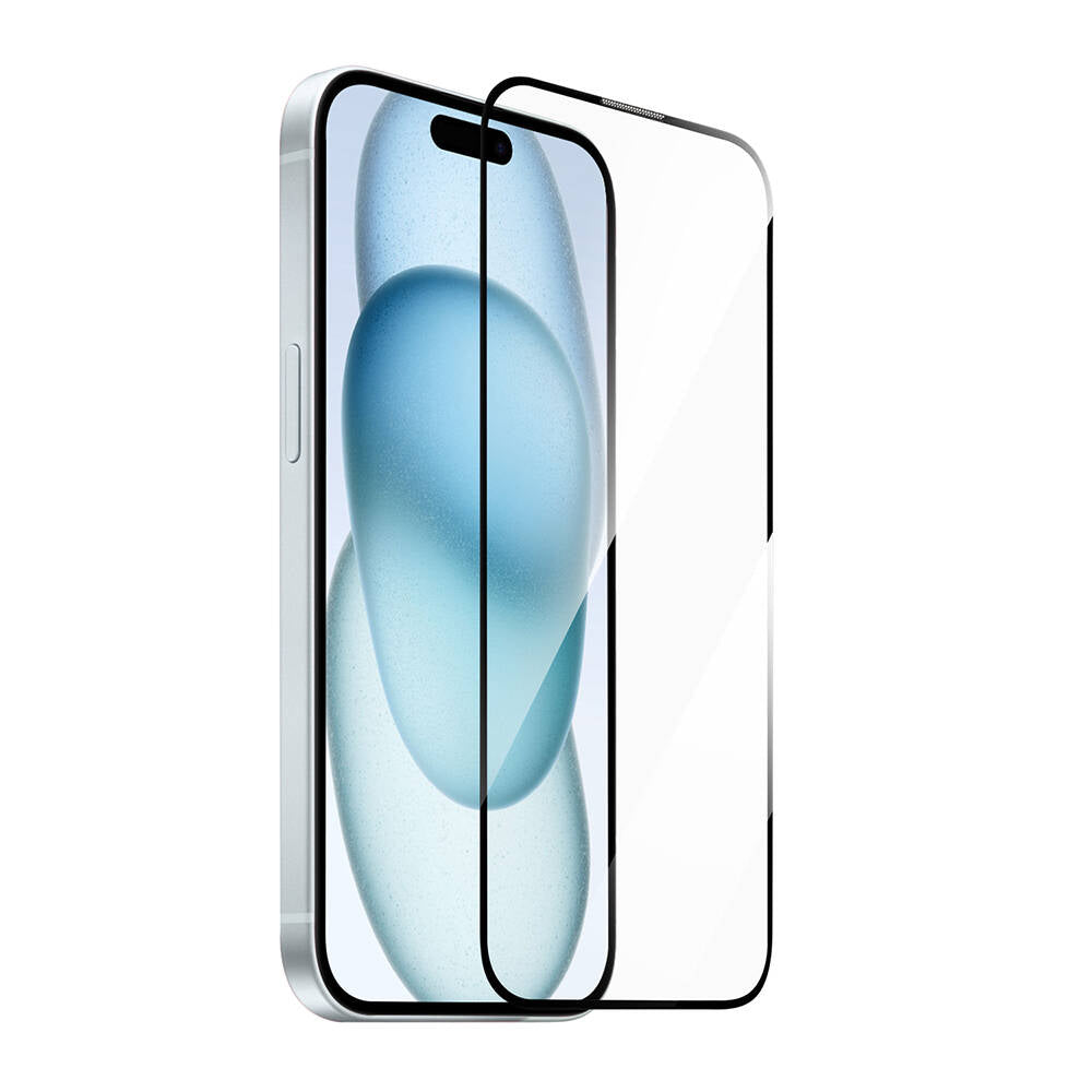 Apple iPhone 15 Plus Wiwu SQ-008 Oleofobik Easy Install Darbeye Karşı Dayanıklı Temperli Cam Ekran Koruyucu + Kolay Uygulama Aparatlı Siyah