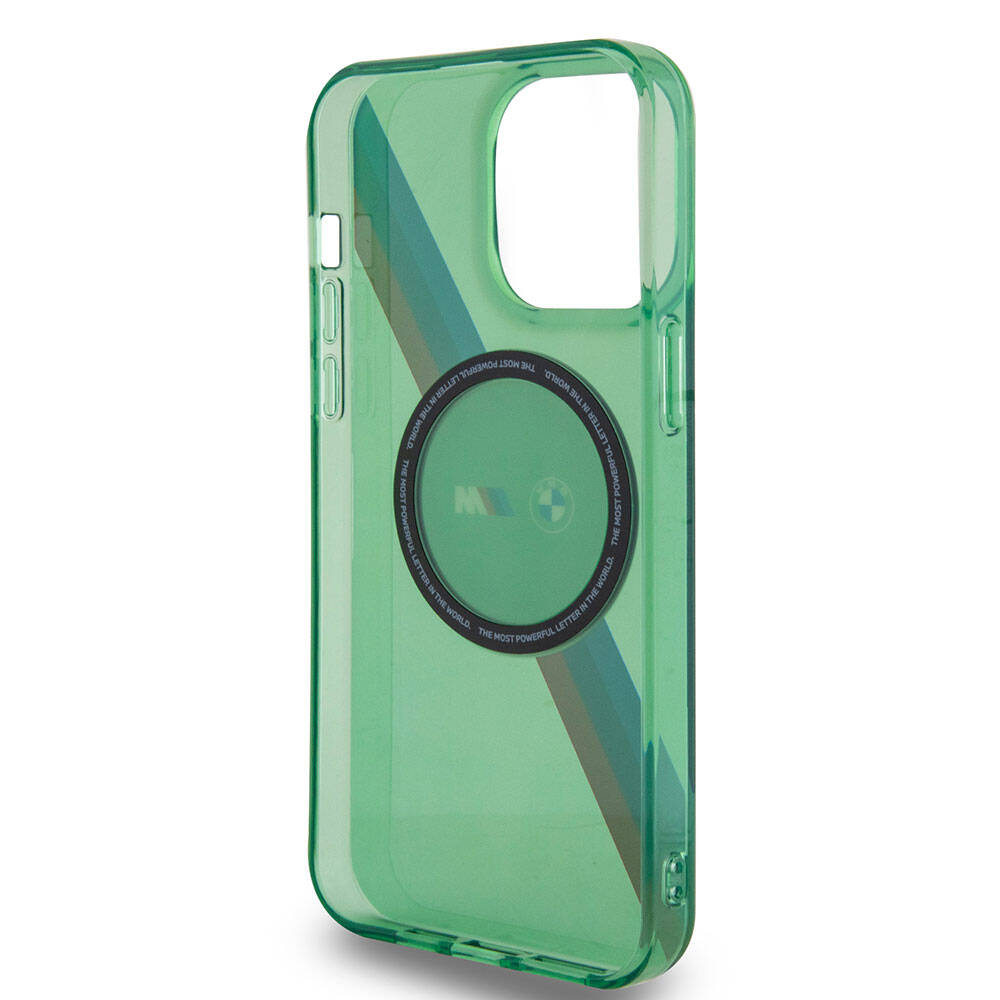 Apple iPhone 15 Pro Kılıf BMW Magsafe Şarj Özellikli Transparan Tricolor Stripes Orjinal Lisanslı Kapak Sarı