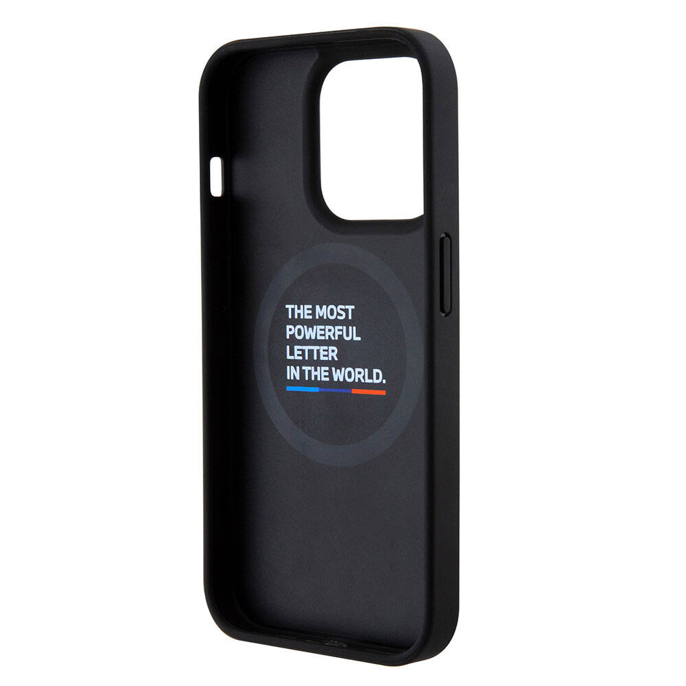 Apple iPhone 15 Pro Kılıf BMW Orjinal Lisanslı Magsafe Şarj Özellikli M Logolu PU Karbon Kapak Siyah