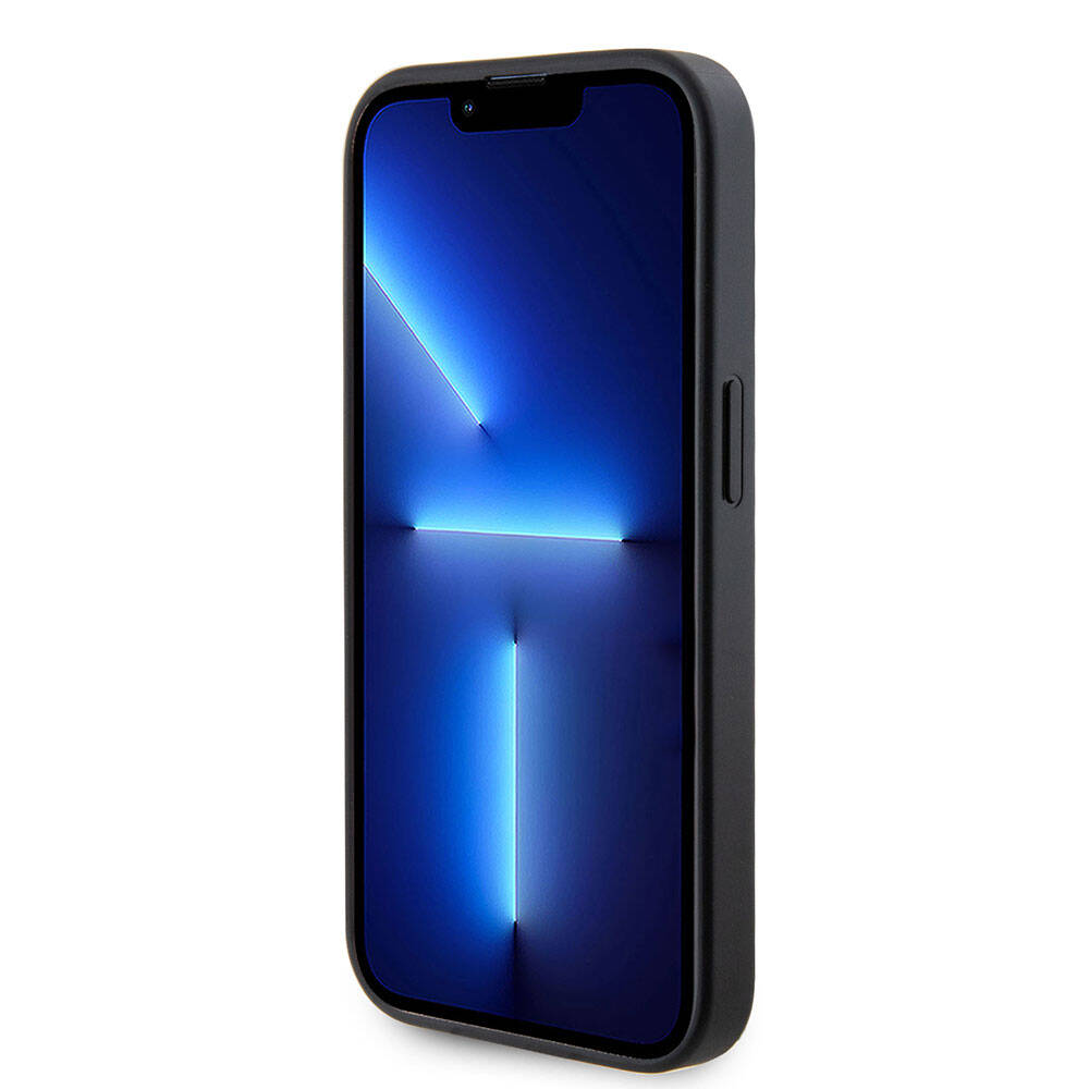 Apple iPhone 15 Pro Kılıf Guess Orjinal Lisanslı Deri 4G Metal Logo Strass Kapak Siyah