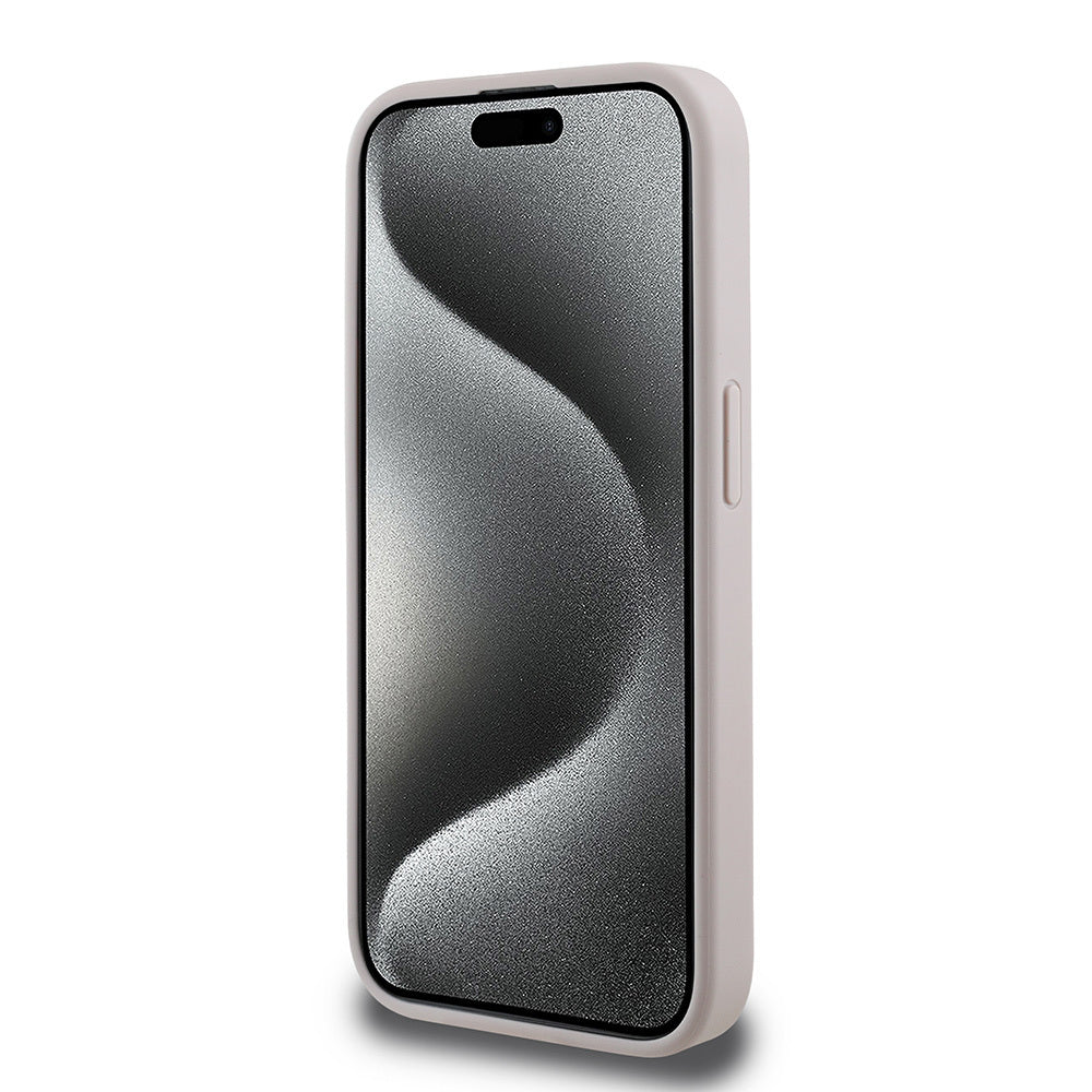 Apple iPhone 15 Pro Kılıf Guess Orjinal Lisanslı Magsafe Şarj Özellikli Small 4G Classic Kapak Pembe