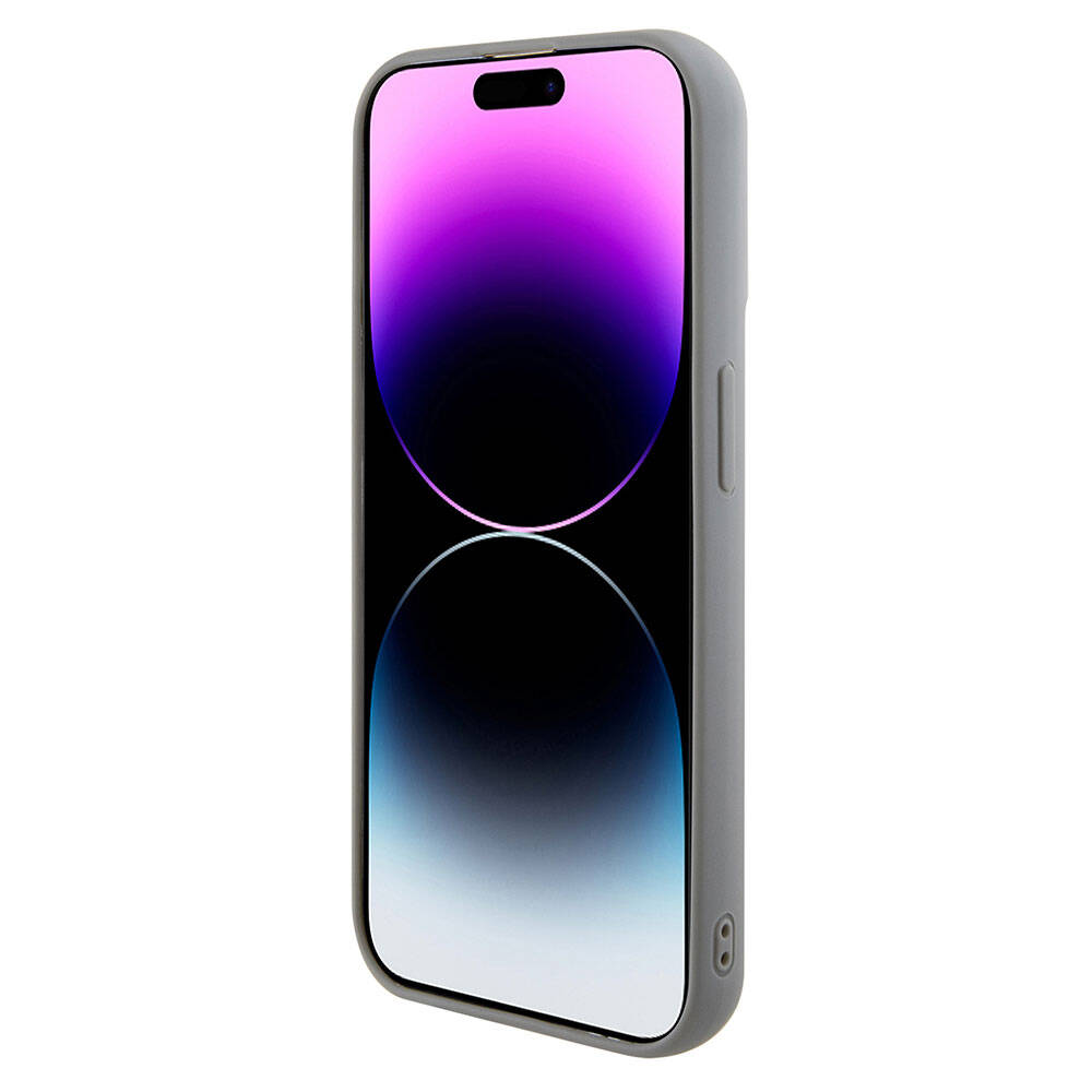 Apple iPhone 15 Pro Kılıf Guess Orjinal Lisanslı Pullu Arka Yüzey Metal Yazı Logolu Sequin Script Kapak Gümüş