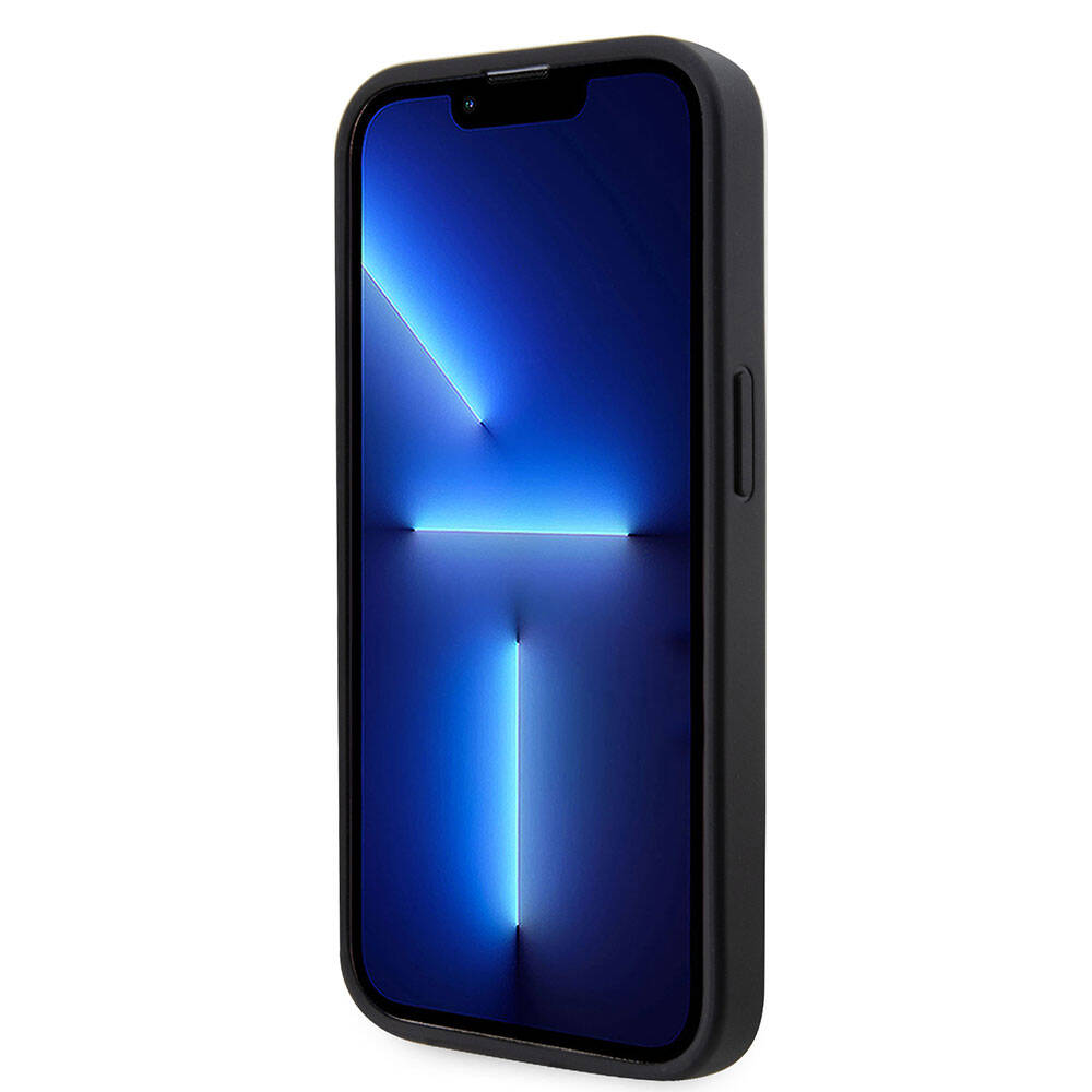 Apple iPhone 15 Pro Kılıf Guess Orjinal Lisanslı Taşlı Arka Yüzey Üçgen Logolu Kapak Gümüş