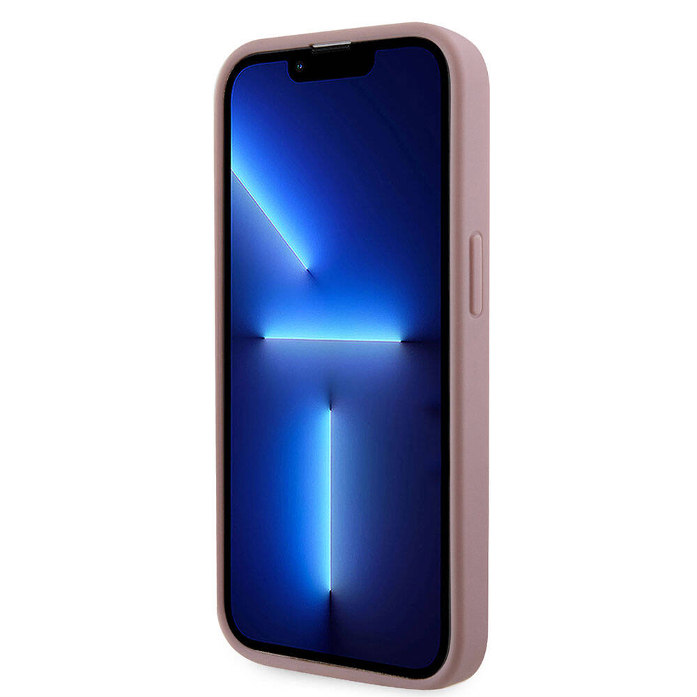 Apple iPhone 15 Pro Kılıf Guess Orjinal Lisanslı Taşlı Arka Yüzey Üçgen Logolu Kapak Gümüş