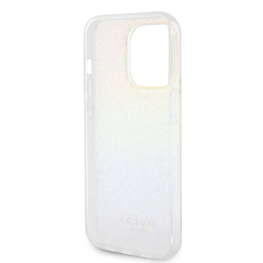Apple iPhone 15 Pro Kılıf Guess Orjinal Lisanslı Yazı Logolu Mirror Disco Kapak Colorful