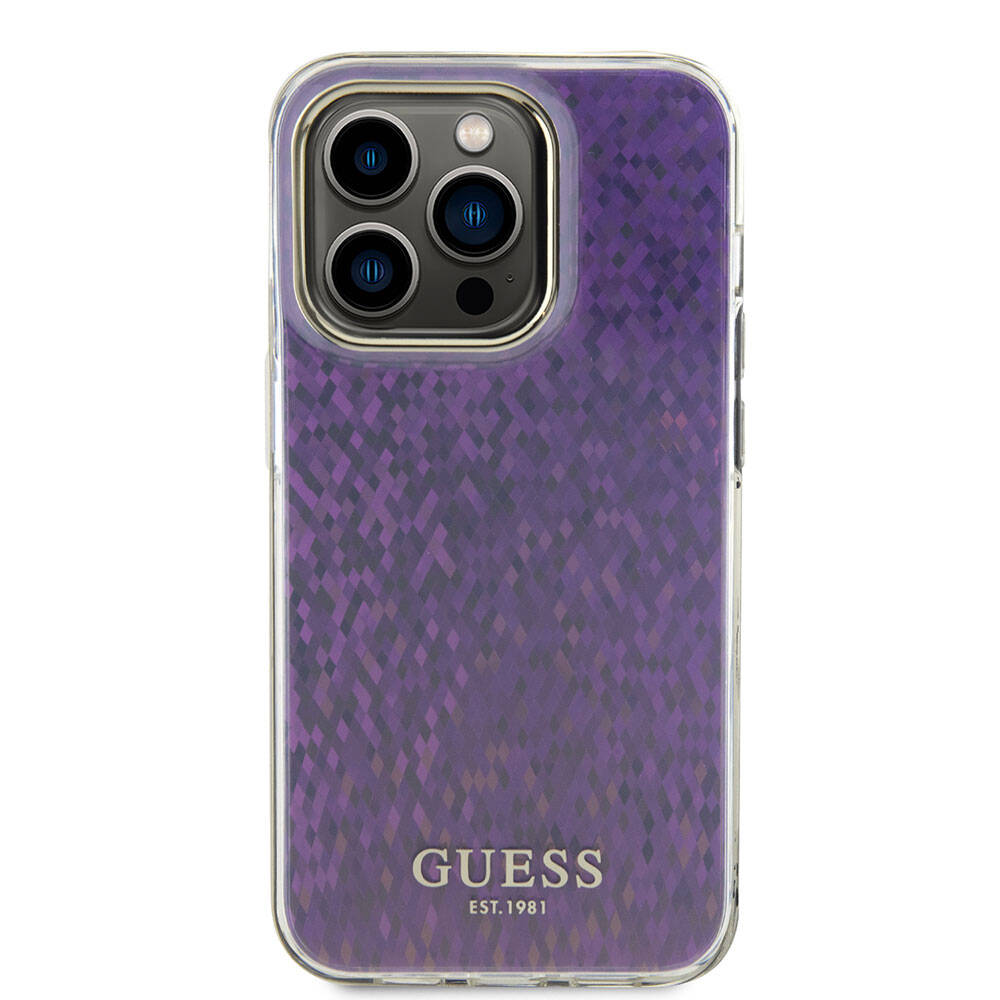 Apple iPhone 15 Pro Kılıf Guess Orjinal Lisanslı Yazı Logolu Mirror Disco Kapak Gold